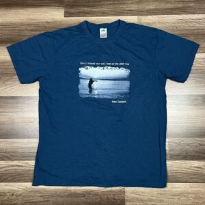 Vintage Fishing Comedy T-Shirt Men's 2XL Blue Short Sleeve New Zealand